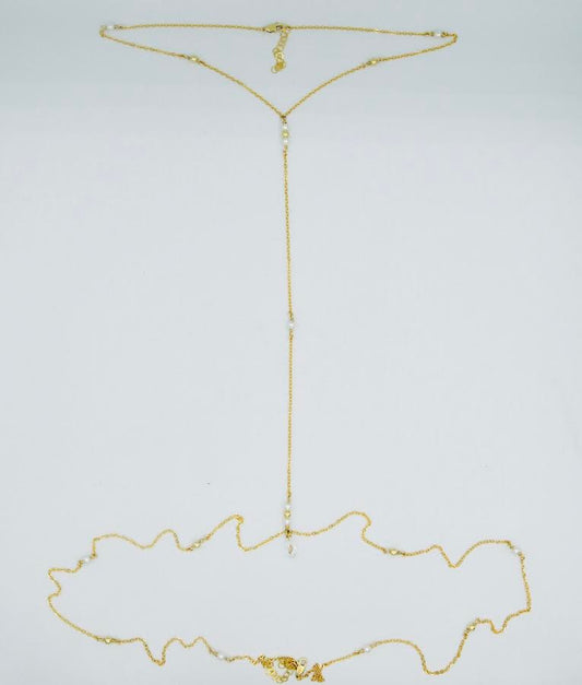 DIAMONDS + PEARL BODY CHAIN